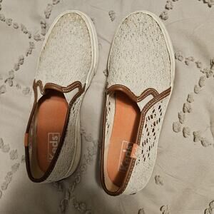 Keds Double Decker Sneaker Women 6 Cream Crochet Slip On Casual Comfort Shoes